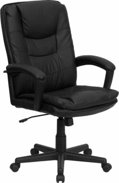 High Back Black Leather Executive Swivel Chair With Arms - By Flash Furniture - Madison Seating