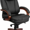 High Back Black Leather Executive Swivel Chair With Synchro-Tilt Mechanism, Mahogany Wood Base And Arms - By Flash Furniture - Madison Seating -furniture Shop High Back Black Leather Executive Swivel Chair with Synchro Tilt Mechanism Mahogany Wood Base and Arms by Flash Furniture
