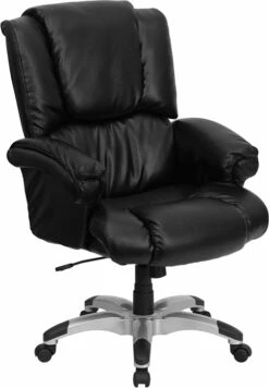 High Back Black Leather OverStuffed Executive Swivel Chair With Fully Upholstered Arms - By Flash Furniture - Madison Seating