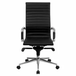 High Back Black Ribbed Leather Executive Swivel Chair With Knee-Tilt Control And Arms - By Flash Furniture - Madison Seating -furniture Shop High Back Black Ribbed Leather Executive Swivel Chair with Knee Tilt Control and Arms by Flash Furniture 3