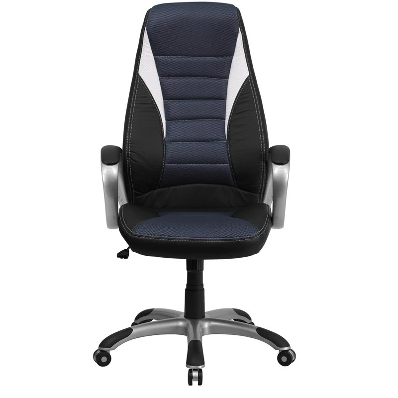 High Back Black Vinyl Executive Swivel Chair With Blue Mesh Inserts And Arms - By Flash Furniture - Madison Seating 7 High Back Black Vinyl Executive Swivel Chair With Blue Mesh Inserts And Arms - By Flash Furniture - Madison Seating - Image 5