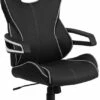 High Back Black Vinyl Executive Swivel Chair With White Trim And Arms - By Flash Furniture - Madison Seating -furniture Shop High Back Black Vinyl Executive Swivel Chair with White Trim and Arms by Flash Furniture
