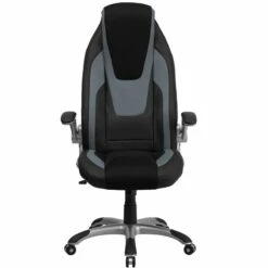 High Back Black And Gray Vinyl Executive Swivel Chair With Black Mesh Insets And Flip-Up Arms - By Flash Furniture - Madison Seating -furniture Shop High Back Black and Gray Vinyl Executive Swivel Chair with Black Mesh Insets and Flip Up Arms by Flash Furniture 4