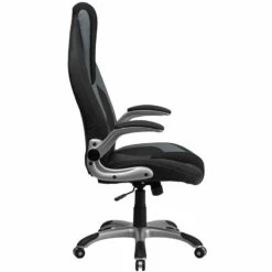 High Back Black And Gray Vinyl Executive Swivel Chair With Black Mesh Insets And Flip-Up Arms - By Flash Furniture - Madison Seating -furniture Shop High Back Black and Gray Vinyl Executive Swivel Chair with Black Mesh Insets and Flip Up Arms by Flash Furniture 5