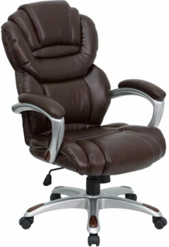 High Back Brown Leather Executive Swivel Chair With Arms - By Flash Furniture - Madison Seating