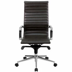 High Back Brown Ribbed Leather Executive Swivel Chair With Knee-Tilt Control And Arms - By Flash Furniture - Madison Seating -furniture Shop High Back Brown Ribbed Leather Executive Swivel Chair with Knee Tilt Control and Arms by Flash Furniture 3