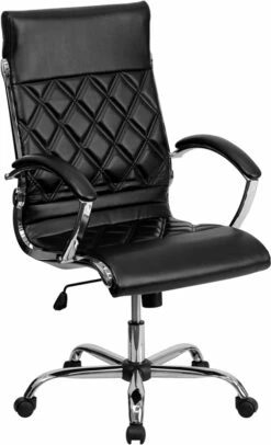 High Back Designer Black Leather Executive Swivel Chair With Chrome Base And Arms - By Flash Furniture - Madison Seating
