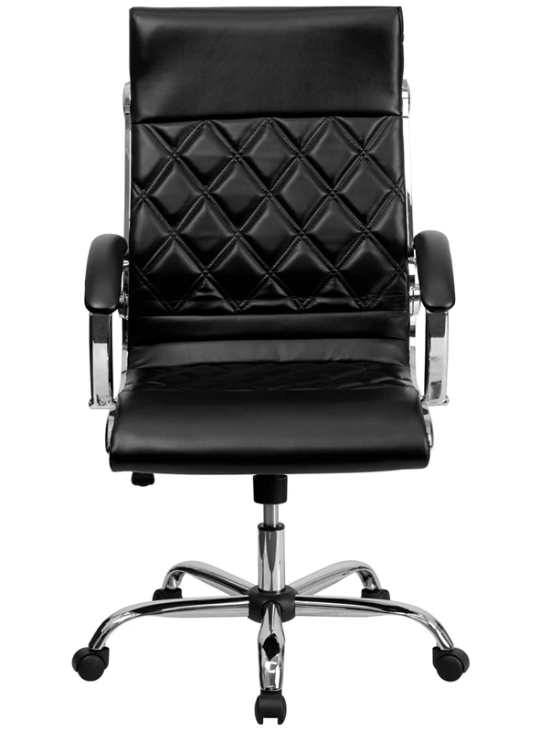 High Back Designer Black Leather Executive Swivel Chair With Chrome Base And Arms - By Flash Furniture - Madison Seating 9 High Back Designer Black Leather Executive Swivel Chair With Chrome Base And Arms - By Flash Furniture - Madison Seating - Image 7