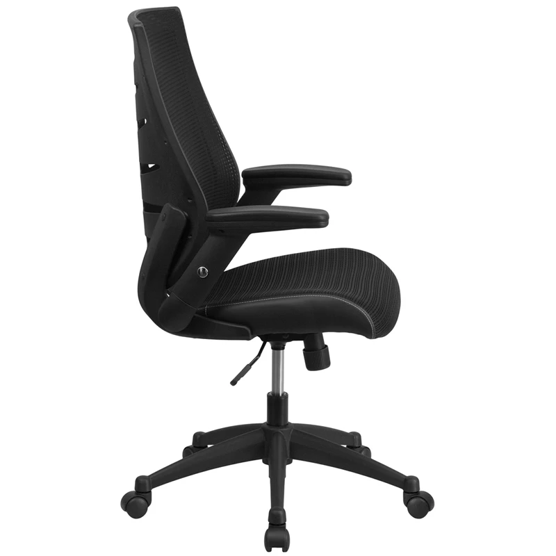 High Back Designer Black Mesh Executive Swivel Chair With Height Adjustable Flip-Up Arms - By Flash Furniture - Madison Seating 4 High Back Designer Black Mesh Executive Swivel Chair With Height Adjustable Flip-Up Arms - By Flash Furniture - Madison Seating - Image 2