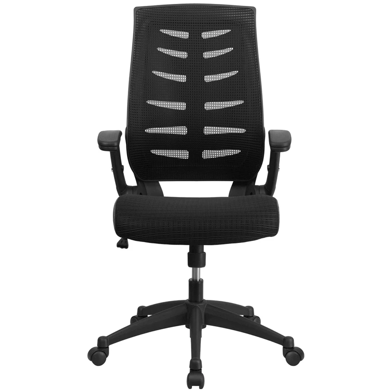 High Back Designer Black Mesh Executive Swivel Chair With Height Adjustable Flip-Up Arms - By Flash Furniture - Madison Seating 6 High Back Designer Black Mesh Executive Swivel Chair With Height Adjustable Flip-Up Arms - By Flash Furniture - Madison Seating - Image 4