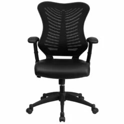 High Back Designer Black Mesh Executive Swivel Chair With Leather Seat And Adjustable Arms - By Flash Furniture - Madison Seating -furniture Shop High Back Designer Black Mesh Executive Swivel Chair with Leather Seat and Adjustable Arms by Flash Furniture 3