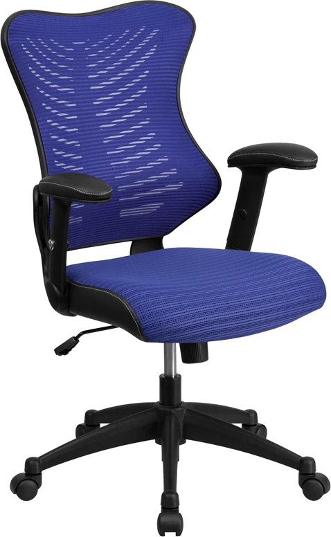 High Back Designer Blue Mesh Executive Swivel Chair With Adjustable Arms - By Flash Furniture - Madison Seating 3 High Back Designer Blue Mesh Executive Swivel Chair With Adjustable Arms - By Flash Furniture - Madison Seating