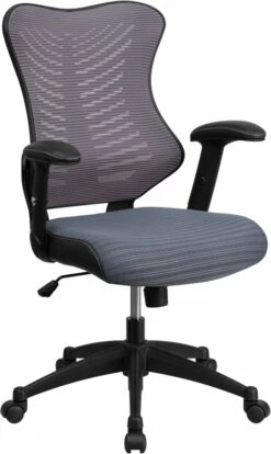 High Back Designer Gray Mesh Executive Swivel Chair With Adjustable Arms - By Flash Furniture - Madison Seating