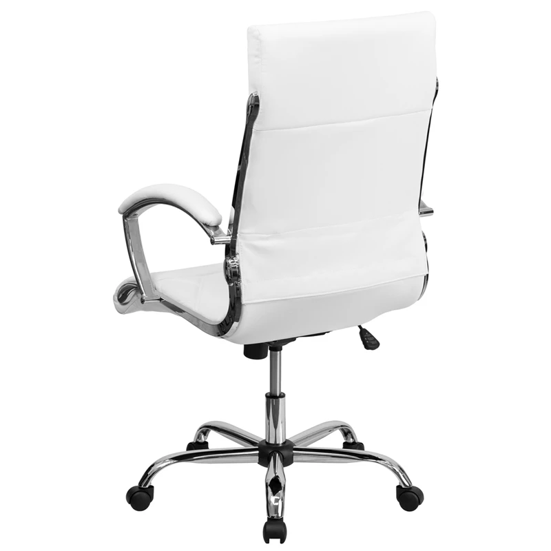 High Back Designer White Leather Executive Swivel Chair With Chrome Base And Arms - By Flash Furniture - Madison Seating 5 High Back Designer White Leather Executive Swivel Chair With Chrome Base And Arms - By Flash Furniture - Madison Seating - Image 3