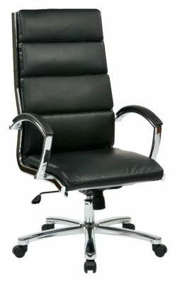 High Back Executive Black Faux Leather Chair By Work Smart - Office Star - Madison Seating