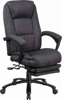 High Back Gray Fabric Executive Reclining Swivel Office Chair With Comfort Coil Seat Springs And Padded Arms - By Flash Furniture - Madison Seating
