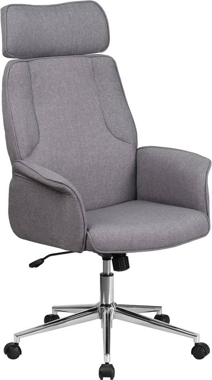 High Back Gray Fabric Executive Swivel Chair With Chrome Base And Fully Upholstered Arms - By Flash Furniture - Madison Seating 3 High Back Gray Fabric Executive Swivel Chair With Chrome Base And Fully Upholstered Arms - By Flash Furniture - Madison Seating