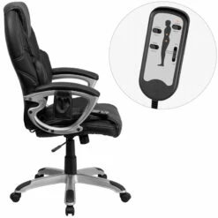 High Back Massaging Black Leather Executive Swivel Chair With Silver Base And Arms - By Flash Furniture - Madison Seating -furniture Shop High Back Massaging Black Leather Executive Swivel Chair with Silver Base and Arms by Flash Furniture 1