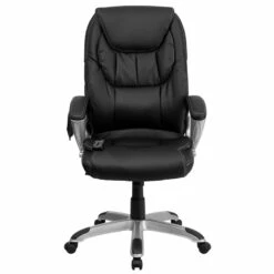 High Back Massaging Black Leather Executive Swivel Chair With Silver Base And Arms - By Flash Furniture - Madison Seating -furniture Shop High Back Massaging Black Leather Executive Swivel Chair with Silver Base and Arms by Flash Furniture 3