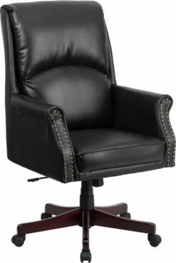 High Back Pillow Back Black Leather Executive Swivel Chair With Arms - By Flash Furniture - Madison Seating