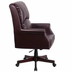 High Back Pillow Back Burgundy Leather Executive Swivel Chair With Arms - By Flash Furniture - Madison Seating -furniture Shop High Back Pillow Back Burgundy Leather Executive Swivel Chair with Arms by Flash Furniture 1