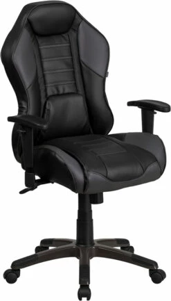 High Back Storm Gray Executive Gaming-Racing Swivel Chair With Comfort Coil Seat Springs And Gray Base - By Flash Furniture - Madison Seating