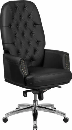 High Back Traditional Tufted Black Leather Multifunction Executive Swivel Chair With Arms - By Flash Furniture - Madison Seating