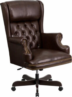 High Back Traditional Tufted Brown Leather Executive Swivel Chair With Arms - By Flash Furniture - Madison Seating