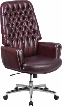 High Back Traditional Tufted Burgundy Leather Executive Swivel Chair With Arms - By Flash Furniture - Madison Seating