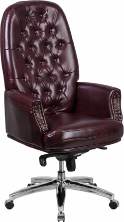 High Back Traditional Tufted Burgundy Leather Multifunction Executive Swivel Chair With Arms - By Flash Furniture - Madison Seating