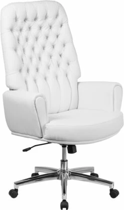 High Back Traditional Tufted White Leather Executive Swivel Chair With Arms - By Flash Furniture - Madison Seating