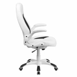 High Back White Leather Executive Swivel Chair With Flip-Up Arms - By Flash Furniture - Madison Seating -furniture Shop High Back White Leather Executive Swivel Chair with Flip Up Arms by Flash Furniture 5