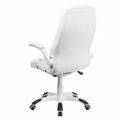 High Back White Leather Executive Swivel Chair With Flip-Up Arms - By Flash Furniture - Madison Seating -furniture Shop High Back White Leather Executive Swivel Chair with Flip Up Arms by Flash Furniture 6