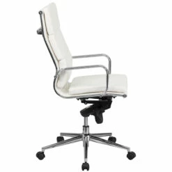 High Back White Leather Executive Swivel Chair With Synchro-Tilt Mechanism And Arms - By Flash Furniture - Madison Seating -furniture Shop High Back White Leather Executive Swivel Chair with Synchro Tilt Mechanism and Arms by Flash Furniture 1