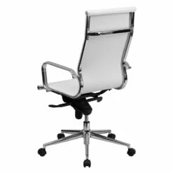 High Back White Ribbed Leather Executive Swivel Chair With Knee-Tilt Control And Arms - By Flash Furniture - Madison Seating -furniture Shop High Back White Ribbed Leather Executive Swivel Chair with Knee Tilt Control and Arms by Flash Furniture 2