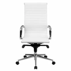 High Back White Ribbed Leather Executive Swivel Chair With Knee-Tilt Control And Arms - By Flash Furniture - Madison Seating -furniture Shop High Back White Ribbed Leather Executive Swivel Chair with Knee Tilt Control and Arms by Flash Furniture 3