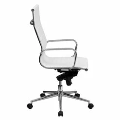 High Back White Ribbed Leather Executive Swivel Chair With Knee-Tilt Control And Arms - By Flash Furniture - Madison Seating -furniture Shop High Back White Ribbed Leather Executive Swivel Chair with Knee Tilt Control and Arms by Flash Furniture 5
