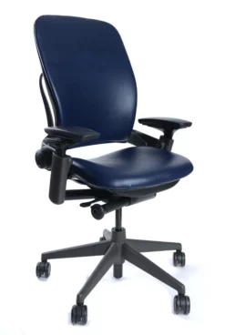 Leap Chair V2 In Dark Blue Leather By Steelcase - Madison Seating