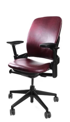 Leap Chair V2 In Burgundy Leather By Steelcase - Madison Seating