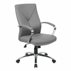 LeatherPlus Executive Chair With Grey LeatherPlus Upholstery By Boss Office Products - Madison Seating