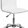 Low Back Designer Armless White Ribbed Swivel Task Chair - By Flash Furniture - Madison Seating -furniture Shop Low Back Designer Armless White Ribbed Swivel Task Chair by Flash Furniture