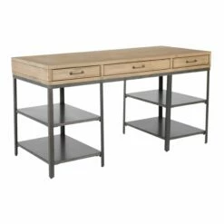 Lucca Desk In Natural Soap Finish And Rustic Metal INSPIRED By Bassett - Office Star - Madison Seating