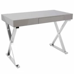 Luster Contemporary Desk In Grey By LumiSource - Madison Seating