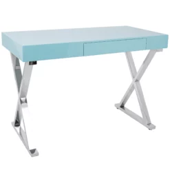 Luster Contemporary Desk In Light Blue By LumiSource - Madison Seating