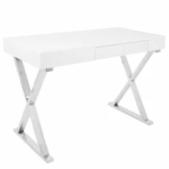 Luster Contemporary Desk In White By LumiSource - Madison Seating