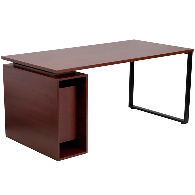 Mahogany Computer Desk With Open Storage Pedestal - By Flash Furniture - Madison Seating 4 Mahogany Computer Desk With Open Storage Pedestal - By Flash Furniture - Madison Seating - Image 2