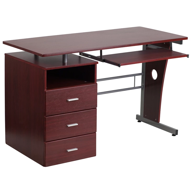 Mahogany Desk With Three Drawer Pedestal And Pull-Out Keyboard Tray - By Flash Furniture - Madison Seating 4 Mahogany Desk With Three Drawer Pedestal And Pull-Out Keyboard Tray - By Flash Furniture - Madison Seating - Image 2