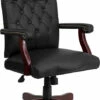 Martha Washington Black Leather Executive Swivel Chair With Arms - By Flash Furniture - Madison Seating -furniture Shop Martha Washington Black Leather Executive Swivel Chair with Arms by Flash Furniture