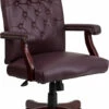 Martha Washington Burgundy Leather Executive Swivel Chair With Arms - By Flash Furniture - Madison Seating -furniture Shop Martha Washington Burgundy Leather Executive Swivel Chair with Arms by Flash Furniture