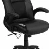 Massaging Black Leather Executive Swivel Chair With Arms - By Flash Furniture - Madison Seating -furniture Shop Massaging Black Leather Executive Swivel Chair with Arms by Flash Furniture